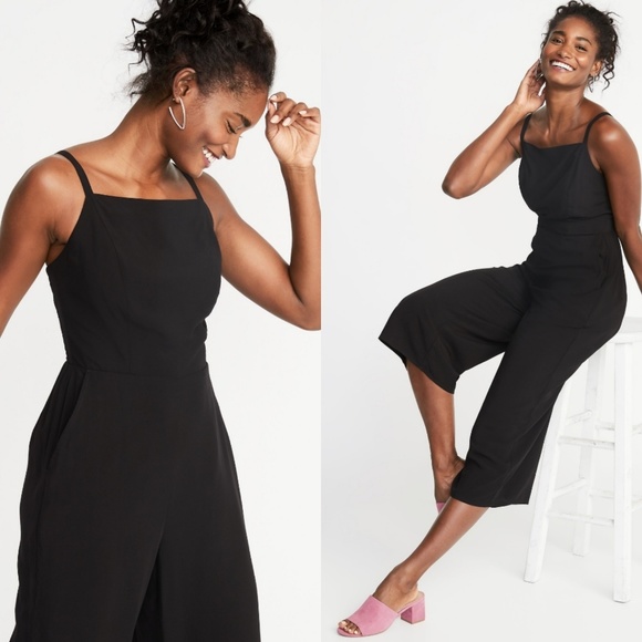 Old Navy Black Squareneck Cami Jumpsuit 